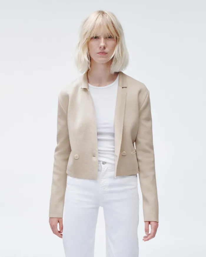 Women Rag and Bone Blazers and Vests Joy Merino Wool Blazer Ivory