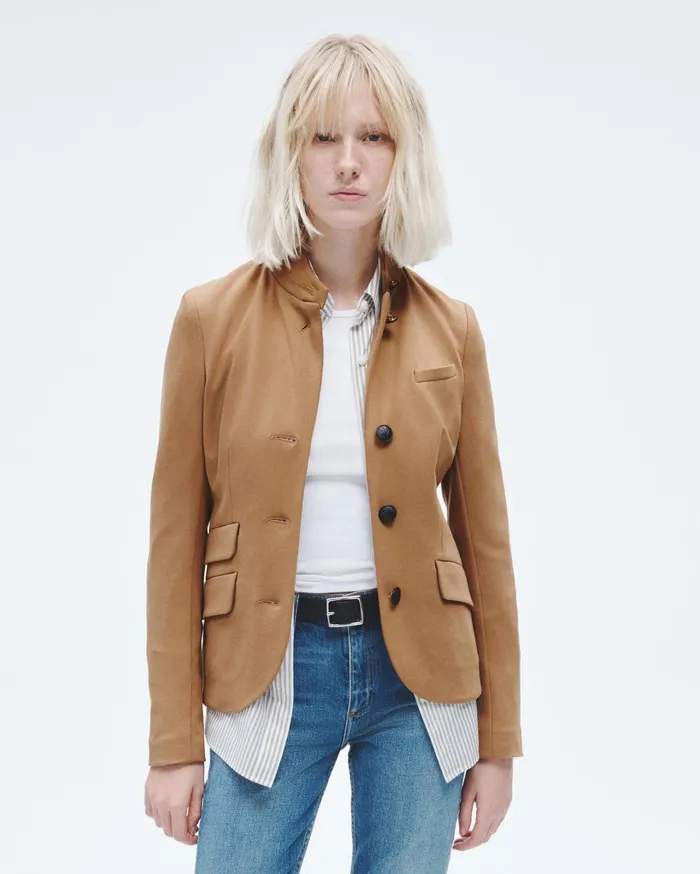 Women Rag and Bone Blazers and Vests Slade Ponte Blazer Camel