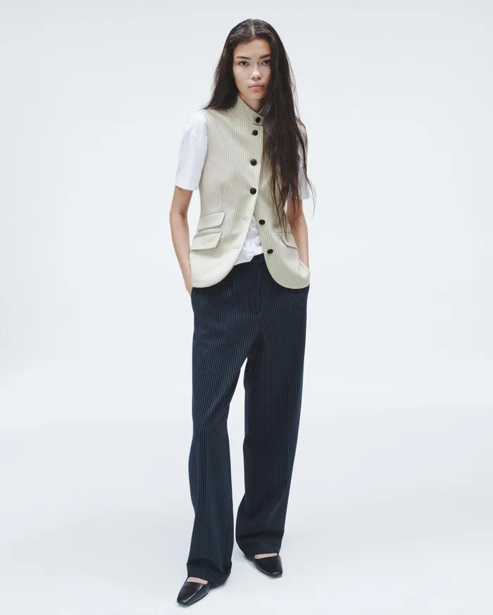 Women Rag and Bone Blazers and Vests Slade Ponte Vest Ivory Stripe Women Rag and Bone Blazers and Vests Slade Ponte Vest Ivory Stripe