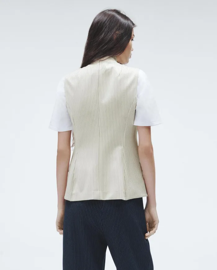 Women Rag and Bone Blazers and Vests Slade Ponte Vest Ivory Stripe Women Rag and Bone Blazers and Vests Slade Ponte Vest Ivory Stripe