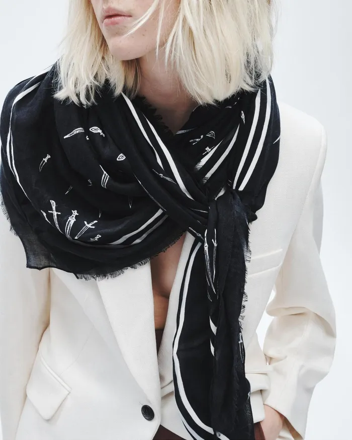 Women Rag and Bone Scarves and Ponchos Dagger Cashmere Modal Scarf Black Women Rag and Bone Scarves and Ponchos Dagger Cashmere Modal Scarf Black