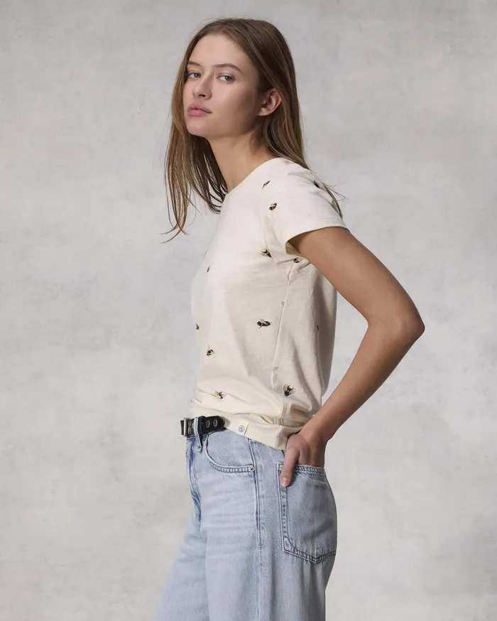 Women Rag and Bone TShirts Allover Bumblebee Print Tee Ivory Multi Women Rag and Bone TShirts Allover Bumblebee Print Tee Ivory Multi