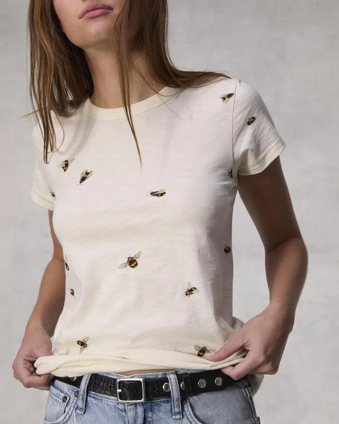 Women Rag and Bone TShirts Allover Bumblebee Print Tee Ivory Multi Women Rag and Bone TShirts Allover Bumblebee Print Tee Ivory Multi
