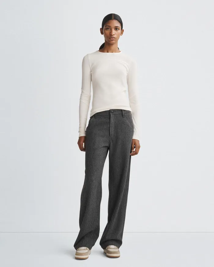 Women Rag and Bone TShirts The Knit Rib Paneled Crew Ivory Women Rag and Bone TShirts The Knit Rib Paneled Crew Ivory