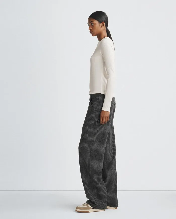 Women Rag and Bone TShirts The Knit Rib Paneled Crew Ivory Women Rag and Bone TShirts The Knit Rib Paneled Crew Ivory