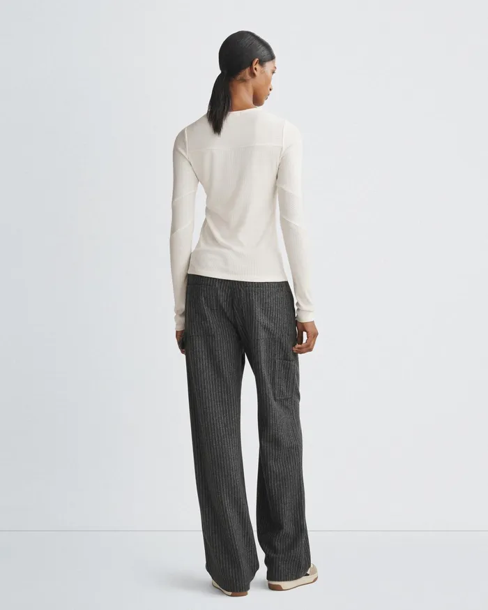 Women Rag and Bone TShirts The Knit Rib Paneled Crew Ivory Women Rag and Bone TShirts The Knit Rib Paneled Crew Ivory