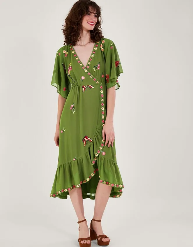 Women Renee Wrap Dress Green Monsoon Occasionwear