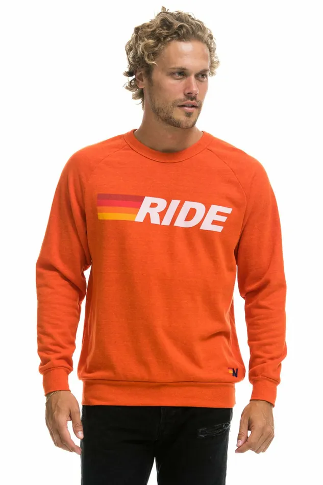 Women RIDE LOGO WHITE CREW SWEATSHIRT 8211 ORANGE Aviator Nation UnisexCrewSweatshirt Women RIDE LOGO WHITE CREW SWEATSHIRT 8211 ORANGE Aviator Nation UnisexCrewSweatshirt