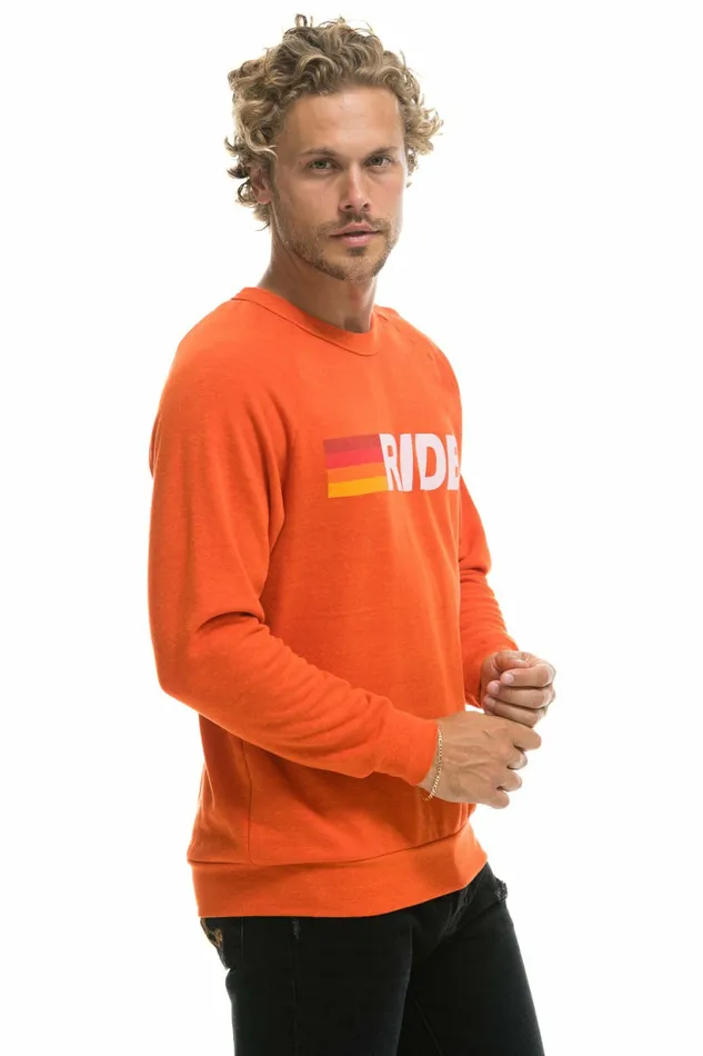 Women RIDE LOGO WHITE CREW SWEATSHIRT 8211 ORANGE Aviator Nation UnisexCrewSweatshirt Women RIDE LOGO WHITE CREW SWEATSHIRT 8211 ORANGE Aviator Nation UnisexCrewSweatshirt