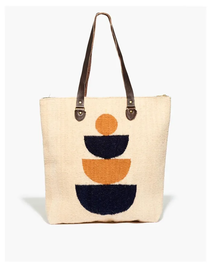 Women RIO BLANCO PROVISIONS Wool Ascension Tote Bag White Madewell Totes