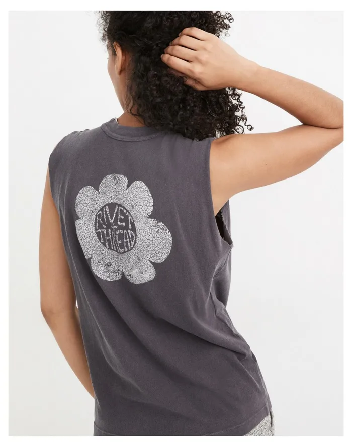 Women Rivet and Thread Daisy Logo Graphic Cutoff Muscle Tee Crushed Blackberry Madewell Tees Women Rivet and Thread Daisy Logo Graphic Cutoff Muscle Tee Crushed Blackberry Madewell Tees