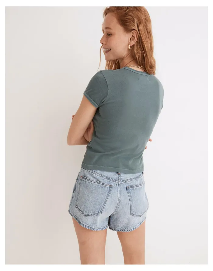 Women Rivet and Thread Garment Dyed Baby Tee Faded Shale Madewell Tees Women Rivet and Thread Garment Dyed Baby Tee Faded Shale Madewell Tees