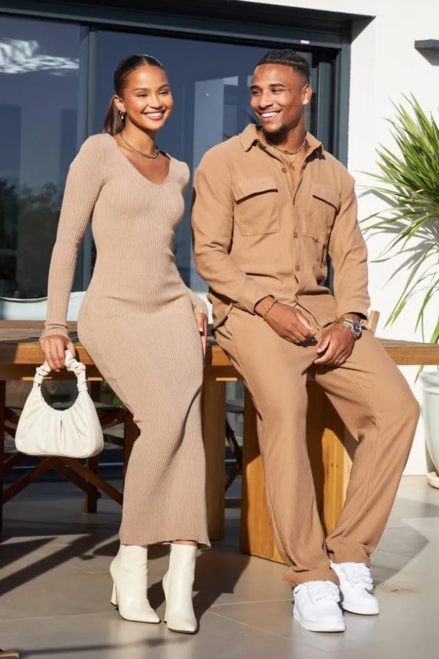 Women Robe Longue Camel Basic Moulante Camel Brentiny Paris Short Dresses