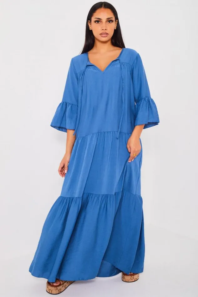 Women Robe Longue vase Bleue Blue Brentiny Paris Short Dresses