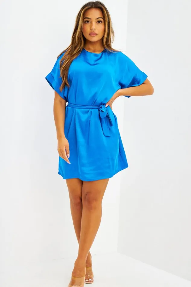 Women Robe MiLongue Satine Avec Ceinture Nouer Rose Blue Brentiny Paris Satin Dresses Women Robe MiLongue Satine Avec Ceinture Nouer Rose Blue Brentiny Paris Satin Dresses