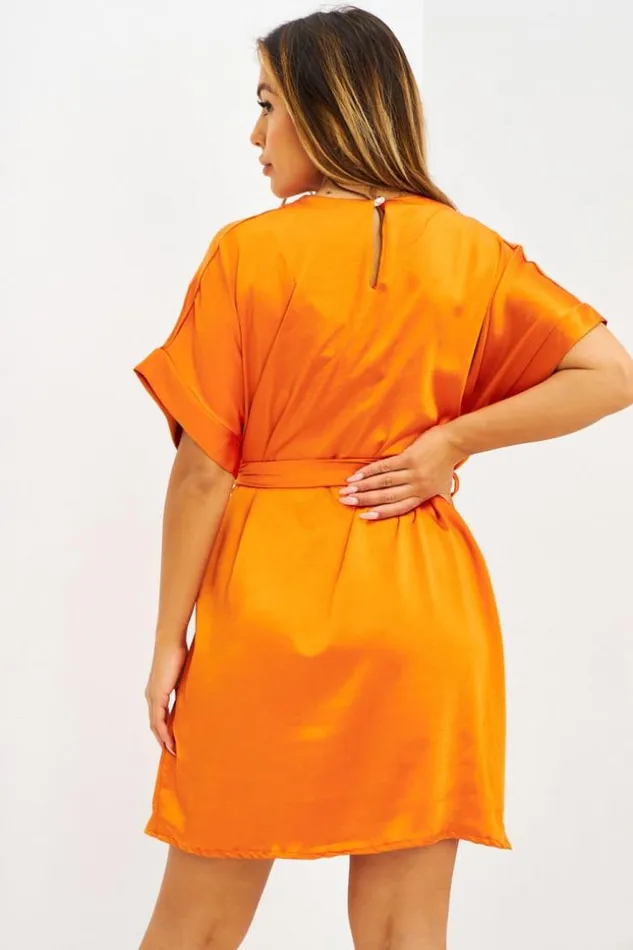 Women Robe MiLongue Satine Avec Ceinture Nouer Rose Orange Brentiny Paris Satin Dresses Women Robe MiLongue Satine Avec Ceinture Nouer Rose Orange Brentiny Paris Satin Dresses