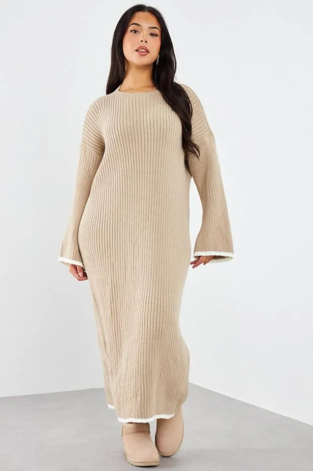 Women Robe Pull Beige Fonc Longue Darkbeige Brentiny Paris Short Dresses