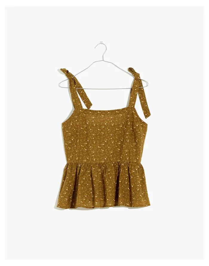 Women Rosalie Tie Strap Top In Daisy Stitch Weathered Olive Madewell Tops and Shirts Women Rosalie Tie Strap Top In Daisy Stitch Weathered Olive Madewell Tops and Shirts