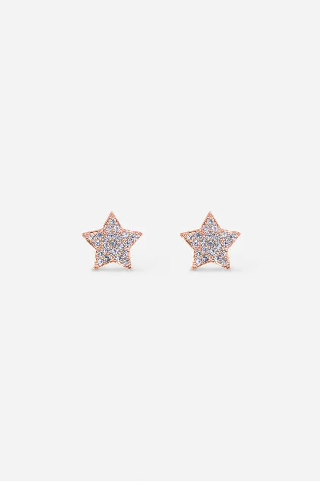 Women Rose Gold Stainless Steel Plated Star Earrings Roman Jewellery