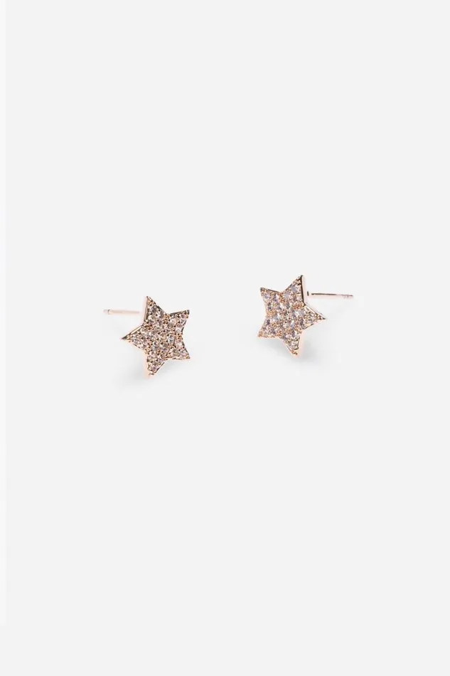 Women Rose Gold Stainless Steel Plated Star Earrings Roman Jewellery