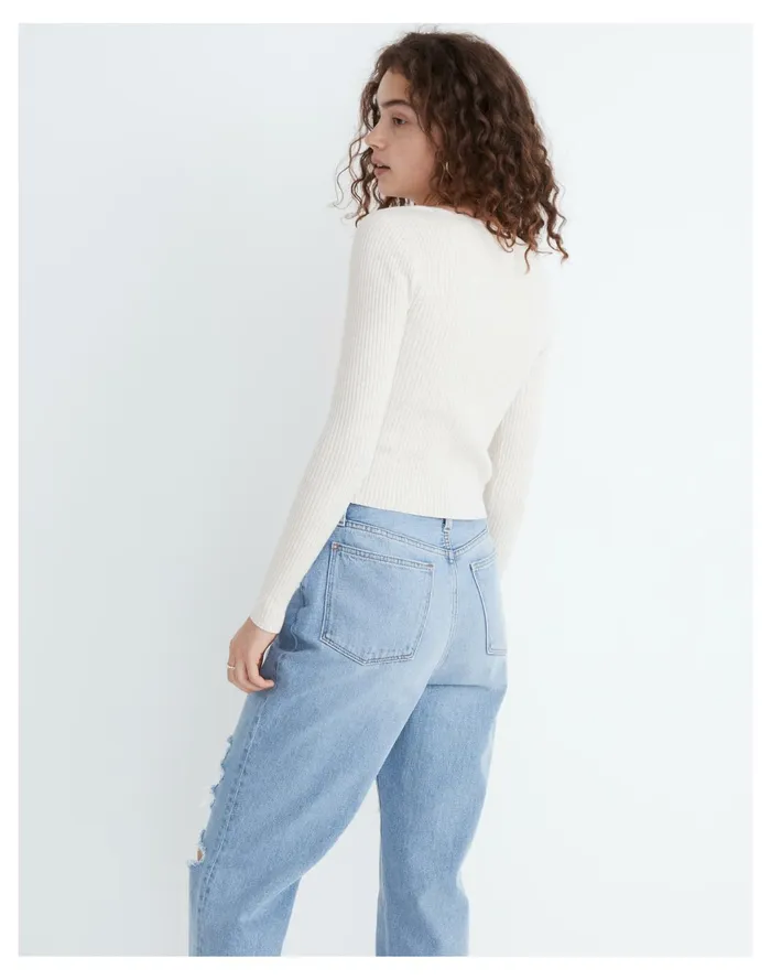 Women Rosseau Square Neck Crop Cardigan Top Heather Coconut Madewell Sweaters Women Rosseau Square Neck Crop Cardigan Top Heather Coconut Madewell Sweaters
