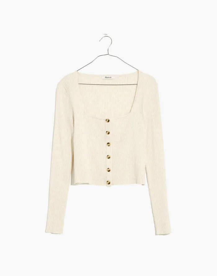Women Rosseau Square Neck Crop Cardigan Top Heather Coconut Madewell Sweaters Women Rosseau Square Neck Crop Cardigan Top Heather Coconut Madewell Sweaters