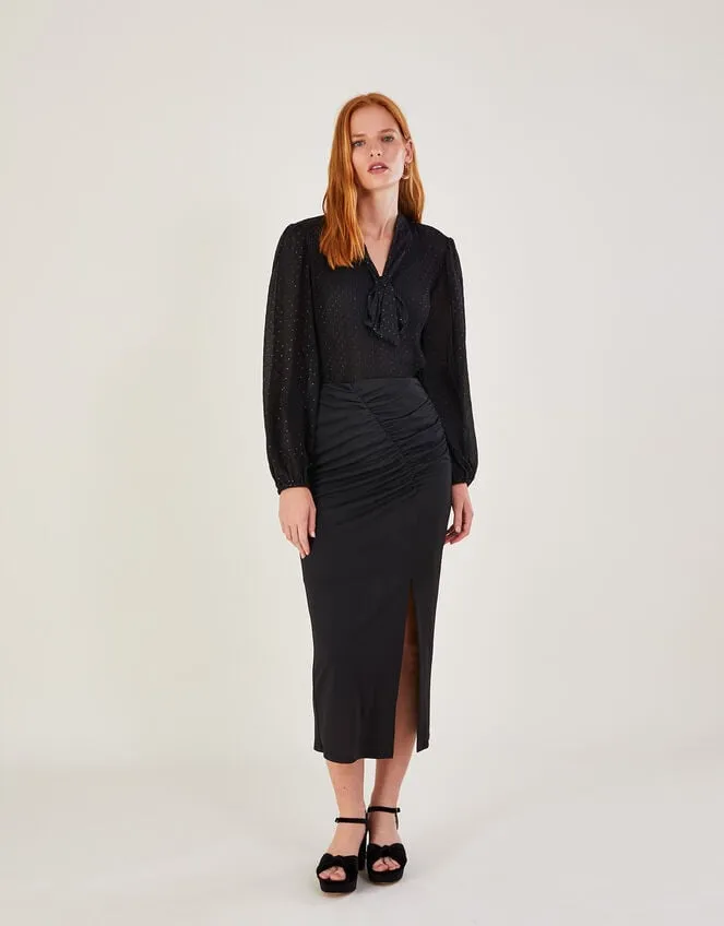 Women Ruched Crepe Jersey Skirt Black Monsoon Casualwear