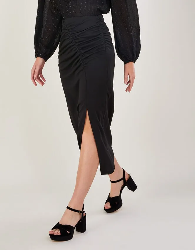 Women Ruched Crepe Jersey Skirt Black Monsoon Casualwear