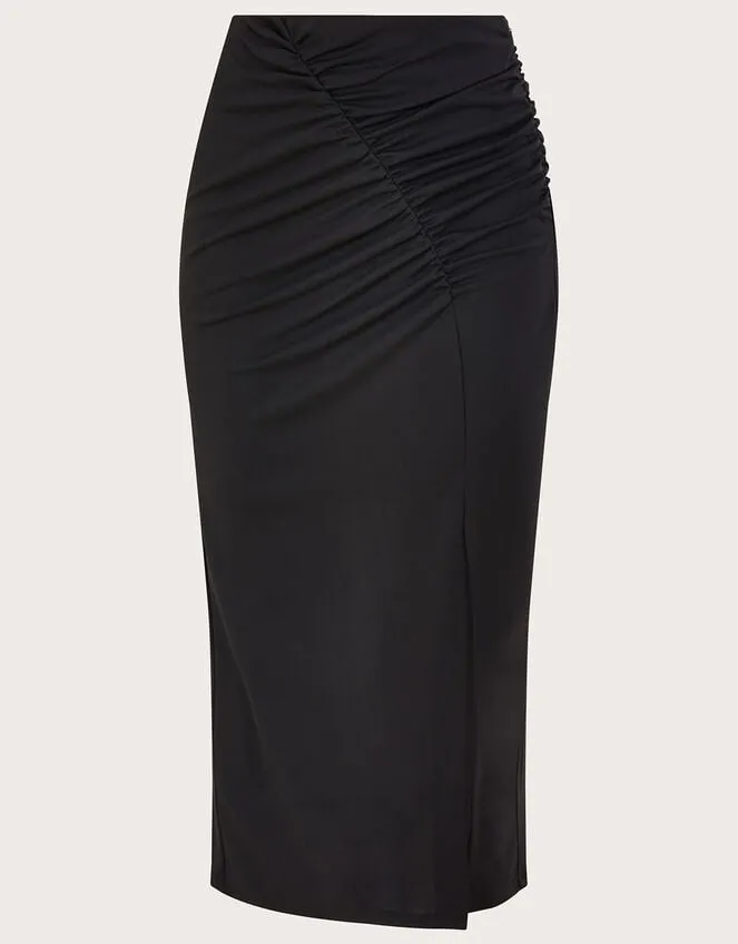 Women Ruched Crepe Jersey Skirt Black Monsoon Casualwear