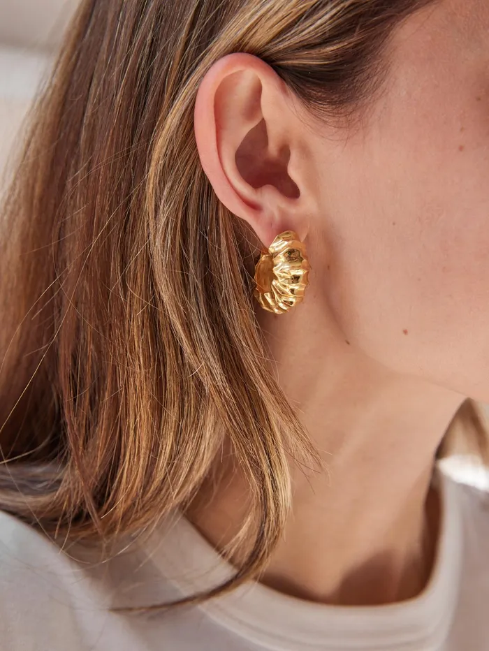 Women Rylan 8211 Hammered Hoop Earrings In Gold The UNDONE Maternity