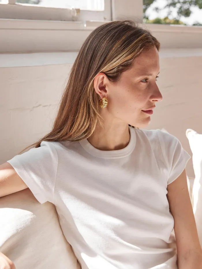 Women Rylan 8211 Hammered Hoop Earrings In Gold The UNDONE Maternity