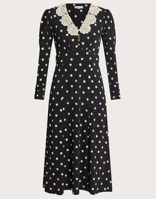 Women Sally Spot Collar Dress Black Monsoon Dresses