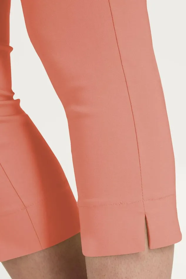 Women Salmon Pink Elastic Waist Stretch Cropped Trousers Roman Coords