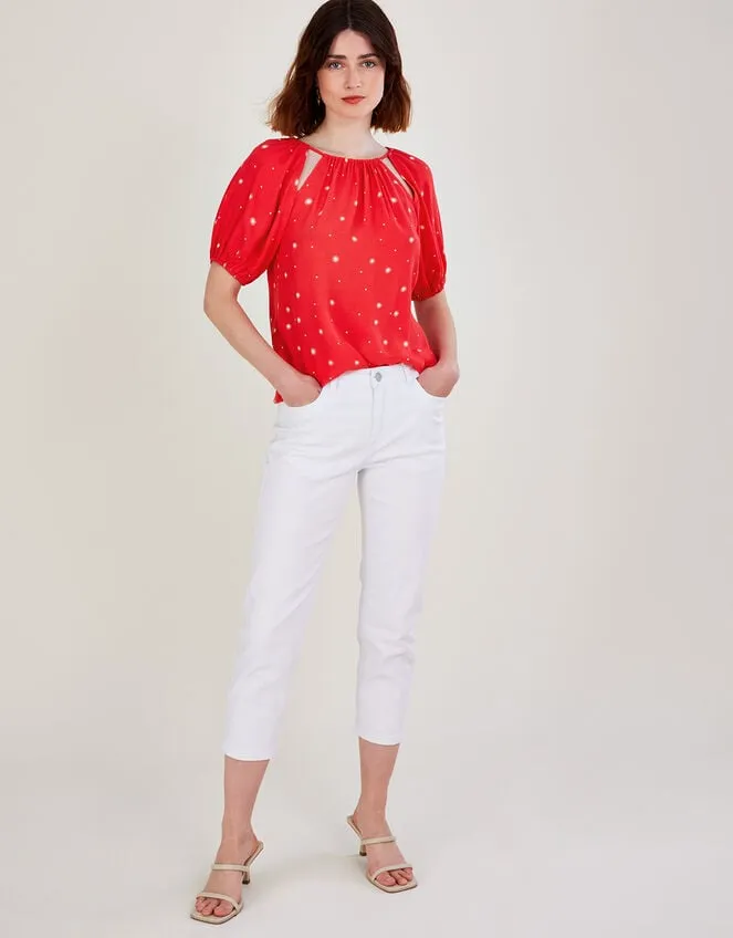 Women Sami Spot CutOut Top Red Monsoon Tops and Blouses