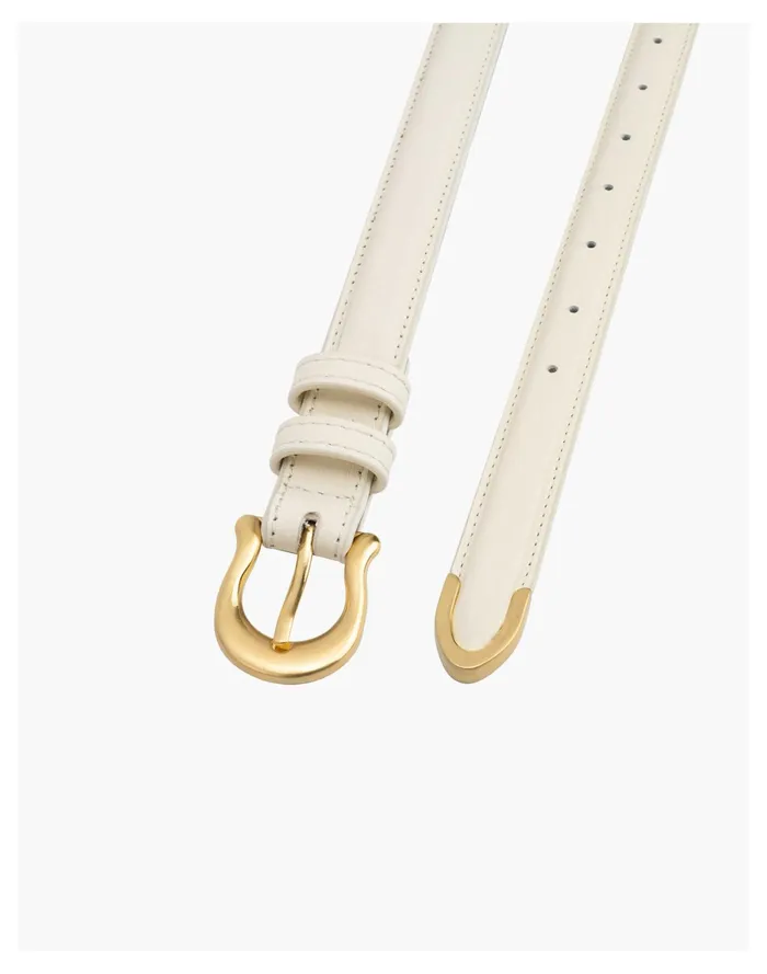 Women Sancia Leather Adela Skinny Belt Ecru Madewell Belts Women Sancia Leather Adela Skinny Belt Ecru Madewell Belts