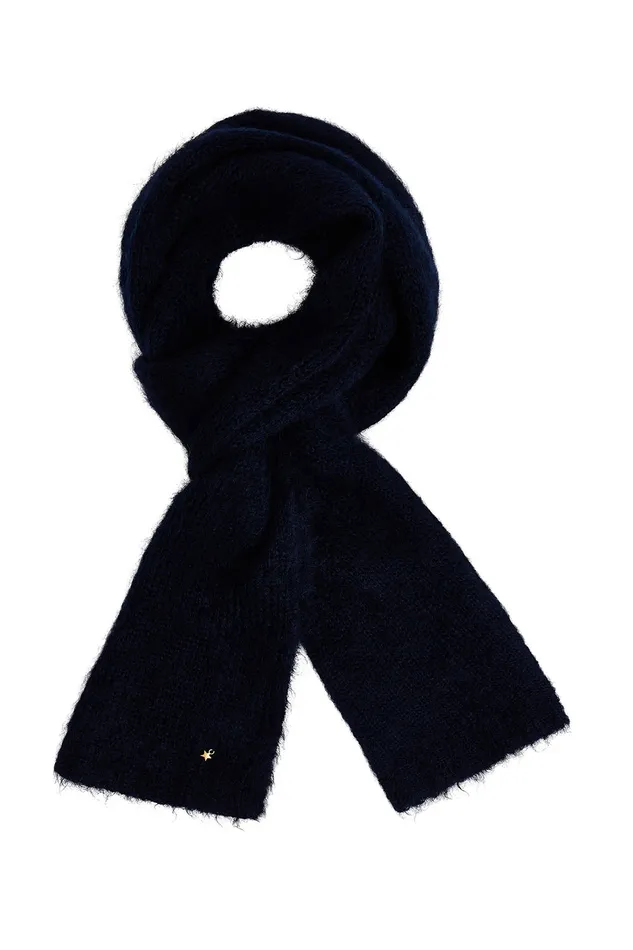 Women Scarf Charlette Marine charpe Mohair Bleu Marine Des Petits Hauts Scarves and Beanies