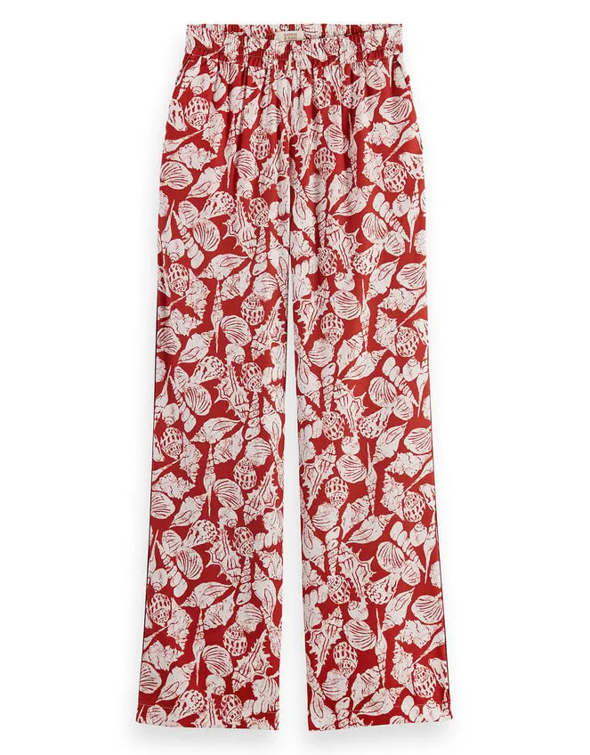 Women Scotch And Soda 32034 Wide Leg Trousers Red Monsoon Trousers and Jeans