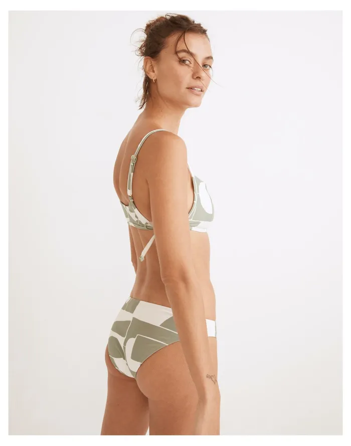 Women Second Wave Classic Bikini Bottom In Mod Shapes Frosted Willow Madewell Swim