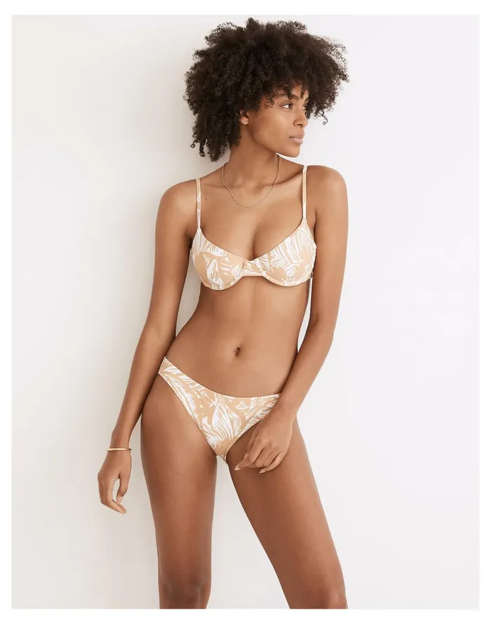 Women Second Wave Classic Bikini Bottom In Palm Leaves Earthen Sand Madewell Swim