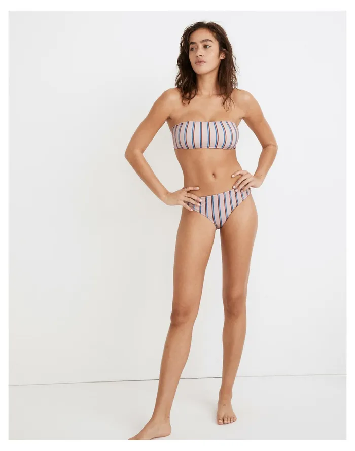 Women Second Wave Classic Bikini Bottom In Paseo Stripe Wisteria Dove Madewell Swim