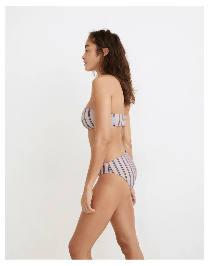 Women Second Wave Classic Bikini Bottom In Paseo Stripe Wisteria Dove Madewell Swim