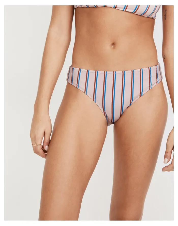 Women Second Wave Classic Bikini Bottom In Paseo Stripe Wisteria Dove Madewell Swim