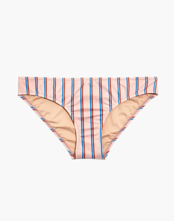 Women Second Wave Classic Bikini Bottom In Paseo Stripe Wisteria Dove Madewell Swim