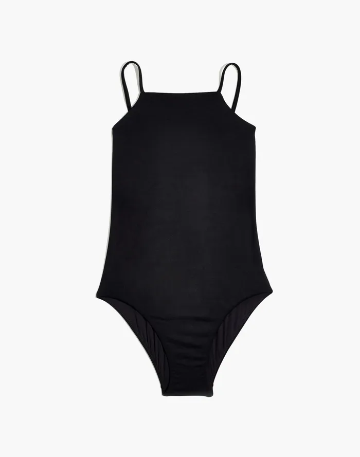 Women Second Wave High Neck One Piece Swimsuit True Black Madewell Swim Women Second Wave High Neck One Piece Swimsuit True Black Madewell Swim