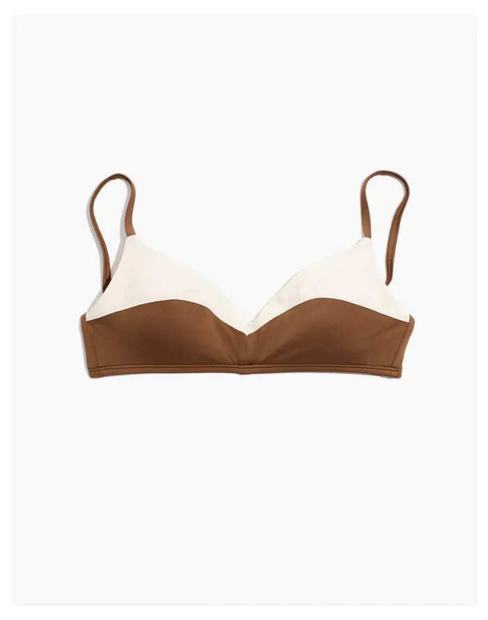 Women Second Wave Retro Seamed Bikini Top In Colorblock Weathered Walnut Madewell Swim
