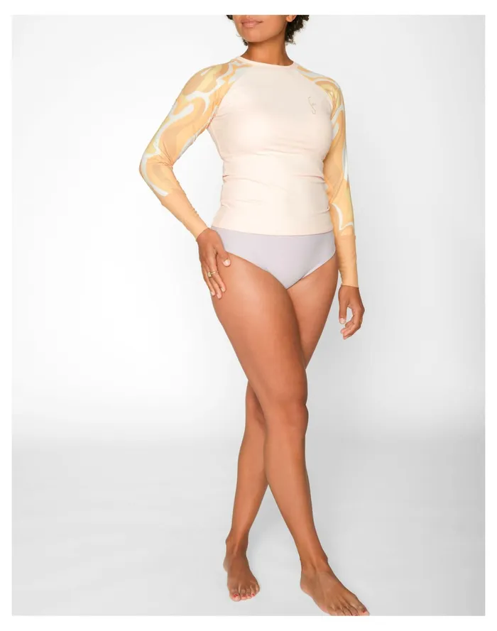 Women Seea Doheny Long Sleeve Rash Guard Yellow Multi Madewell Swim