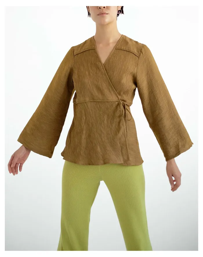Women SELVA NEGRA Kyoto Blouse Caramel Madewell Tops and Shirts
