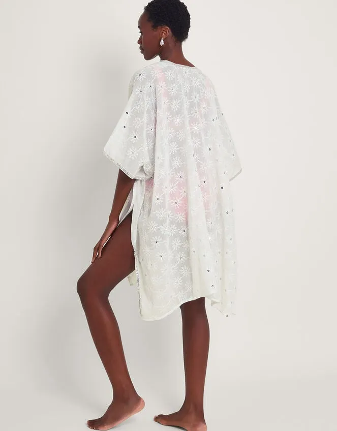 Women Sequin Embellished Kimono White Monsoon Kaftans and Kimonos