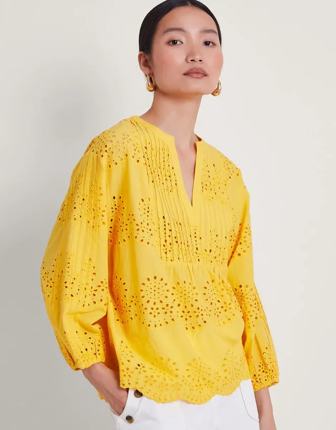 Women Serena Broderie Top Yellow Monsoon Casualwear