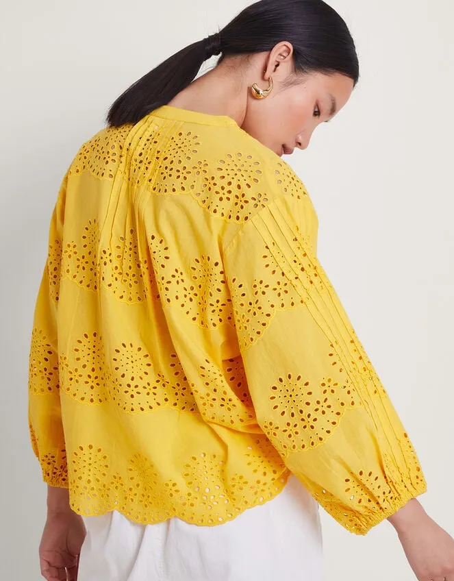 Women Serena Broderie Top Yellow Monsoon Casualwear